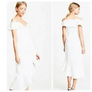 Alice Olivia Dresses Alice Olivia Josie Offshoulder Asymmetric Ruffle Wrap Dress Poshmark